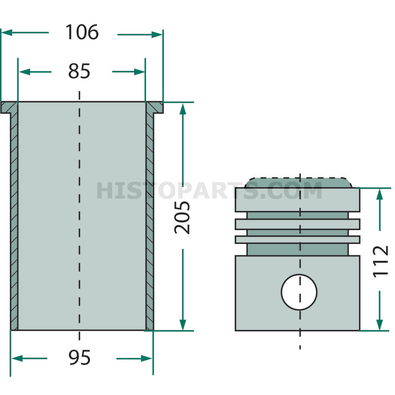 MWM D211, piston ring and liner kit Histoparts