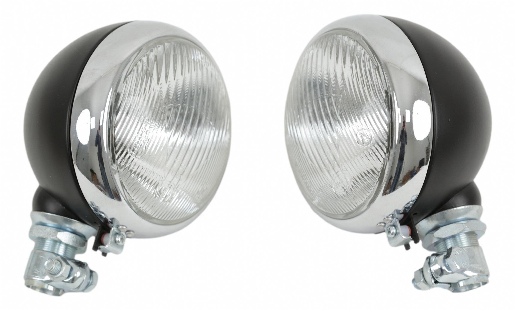 Koplamp set met chrome ring en buismontage onder 