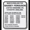 Pattent pending decal Massey Ferguson