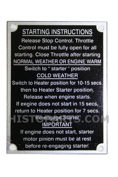 Start instructie plaatje Massey Ferguson 65.
