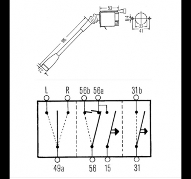 Indicator switch with dome function and horn Histoparts