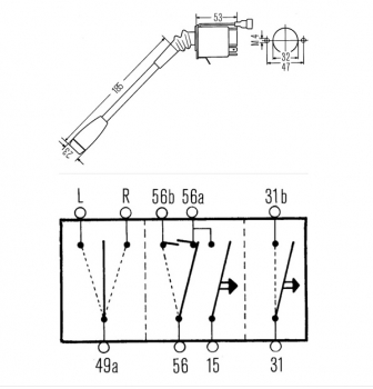 Indicator switch with dome function and horn Histoparts