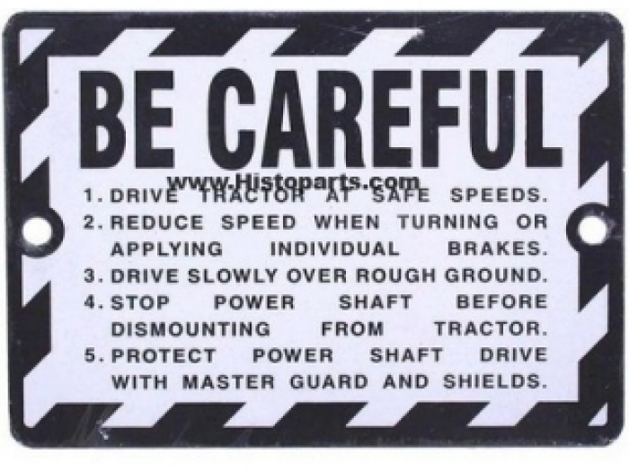 Be Careful plate, John Deere