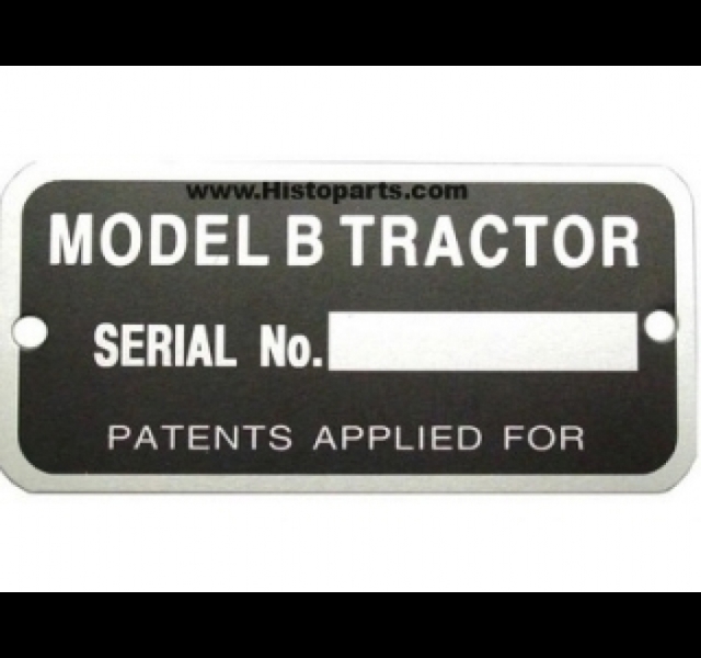 Serienummer plaatje John Deere B