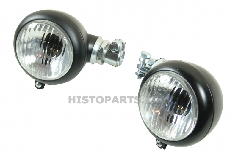 Koplamp set met buismontage en bol glas 105mm