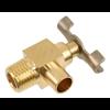 Messing aftap kraantje met haakse uitloop. 1/4" gasdraad
