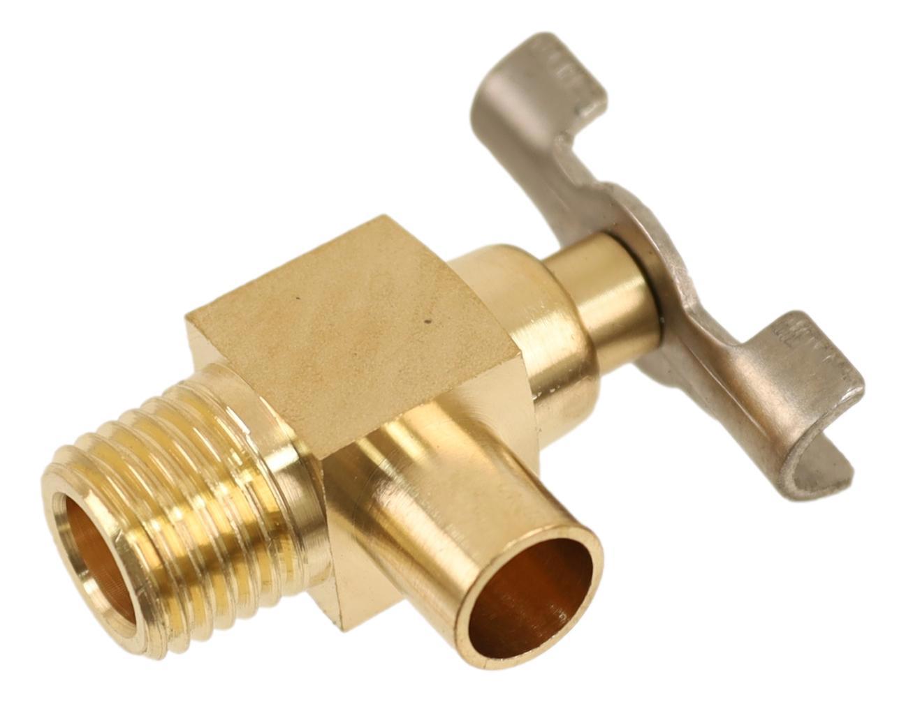 Messing aftap kraantje met haakse uitloop. 1/4" gasdraad