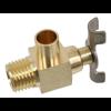 Messing aftap kraantje met haakse uitloop. 1/4" gasdraad Histoparts