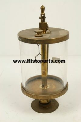 Brass drip feed oiler, 87 mm glass