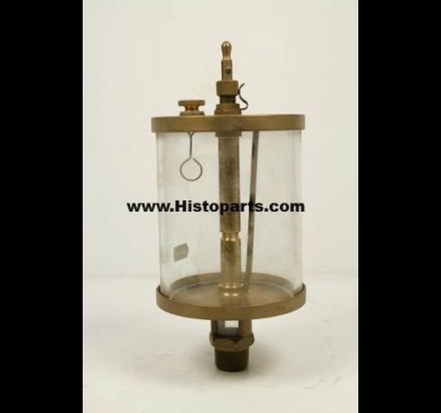 Messing oliedruppelaar. glas 112 mm
