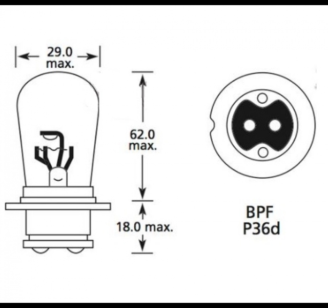 Bulb 12V 50/40W P36D T28- Single Histoparts