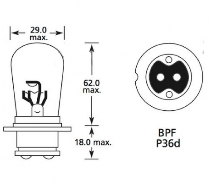 Bulb 12V 50/40W P36D T28- Single Histoparts