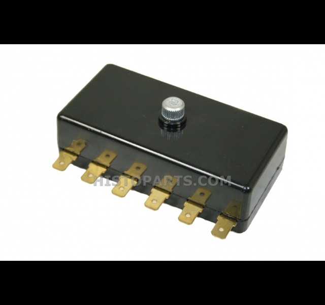 Fuse box, 6 pole. with flat terminal mounting