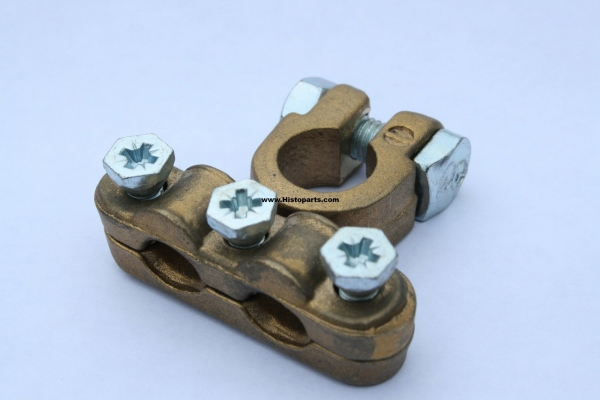 battery pole clamp +, with dual cable connection