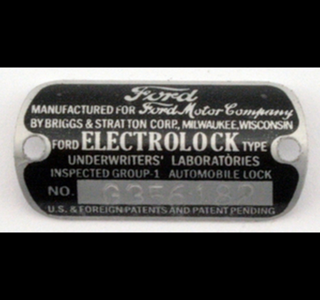 Electrolock. aanduidingsplaatje A-Ford 1928