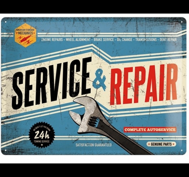 Service and repair, Tin sign