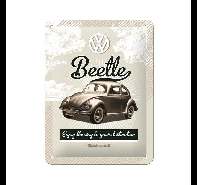VW Beetle, tin sign. 15 x 20 cm