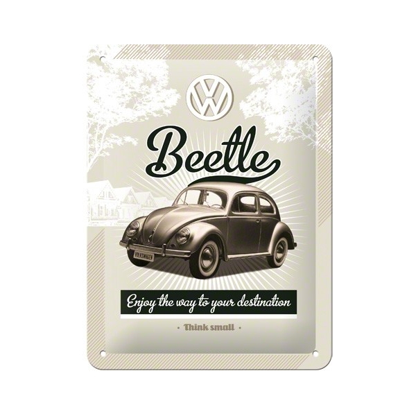 Volkswagen Kever. metalen wandbord 15 x 20 cm