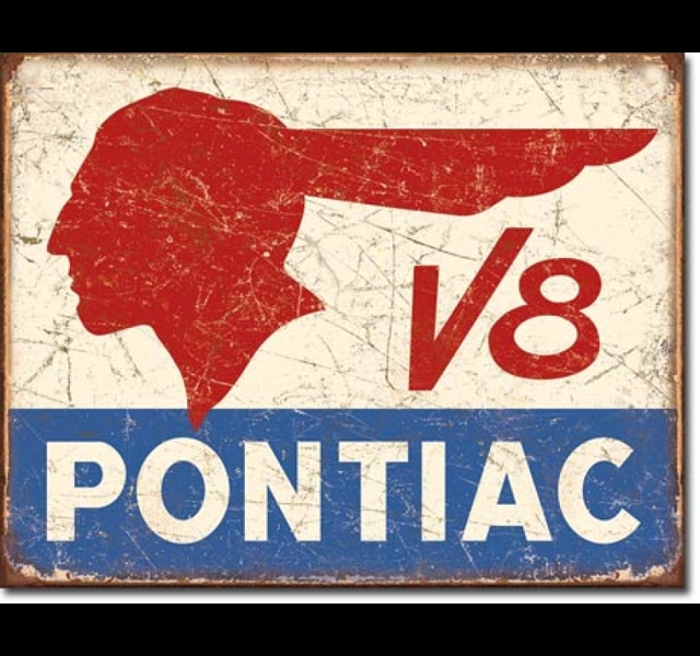 Pontiac V-8 Metal Wall Sign