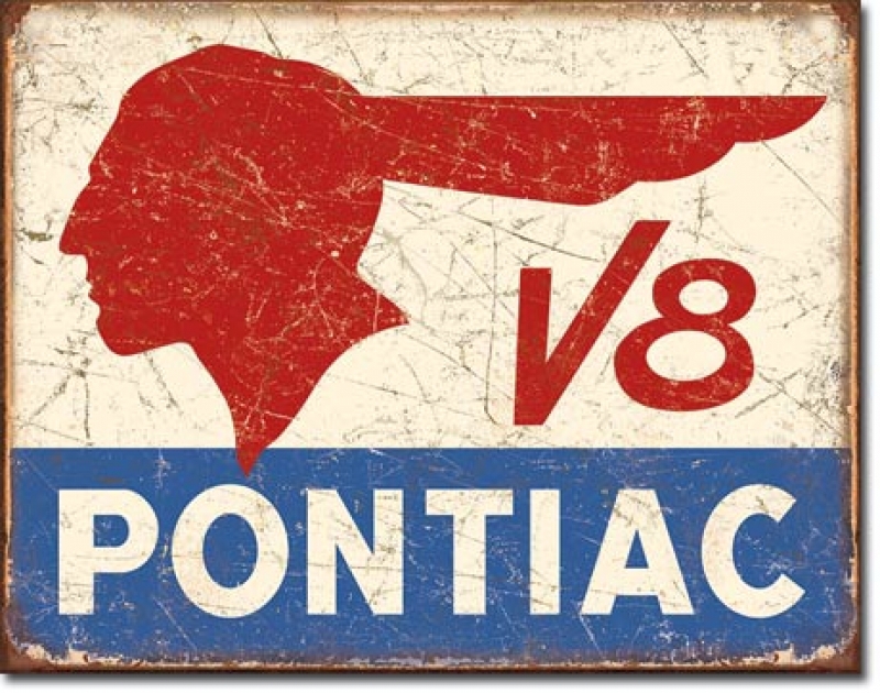 Pontiac V-8 Metal Wall Sign