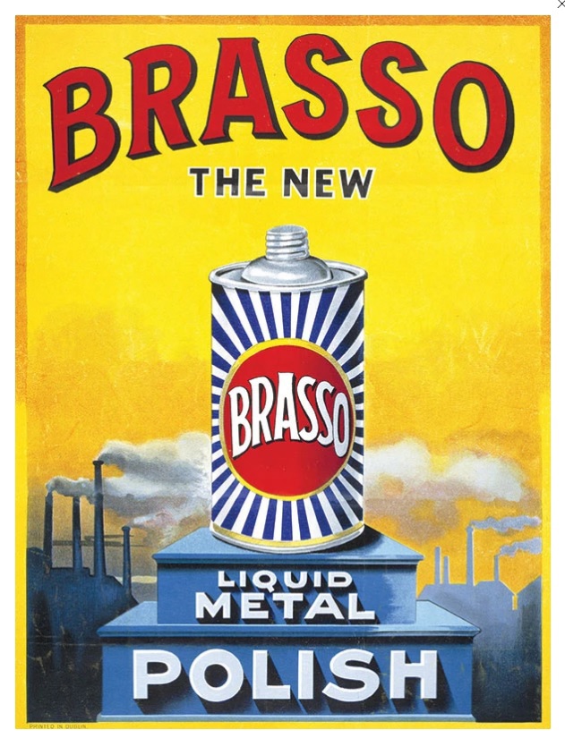 Brasso. Metalen wandbord