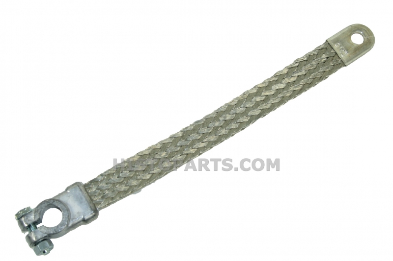 Gevlochten Massa Accu kabel met klem (28 cm.)