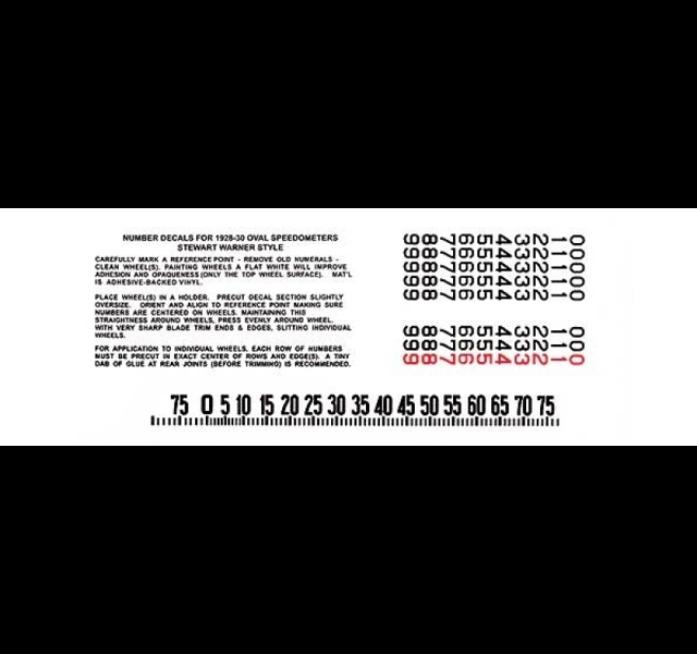 Model A Ford Speedometer Decal Set - Oval Face - 1928 To Early 1930