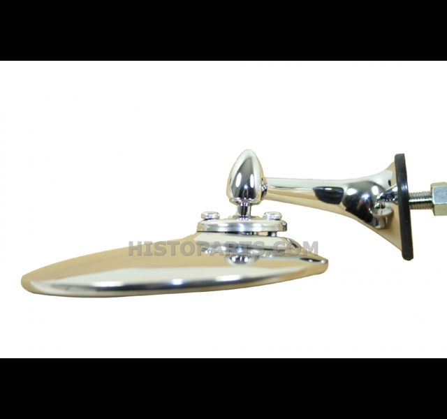 Round Stainless/Chrome British Style Outside Mirror, Right Side in detail