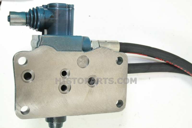 Dubbel werkend hydrauliek verdeelblok met aansluitingen. Histoparts
