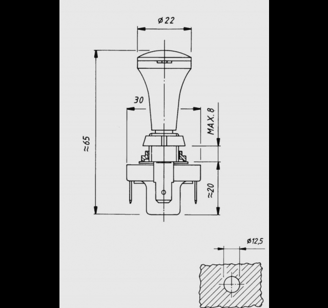 Illuminated push pull switch on-off Histoparts