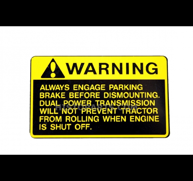 DECAL Warning Engage Parking Brake.(Dash)