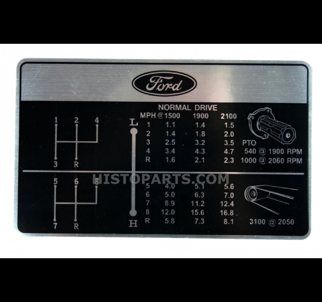 Ford 7000, dashboard stikker