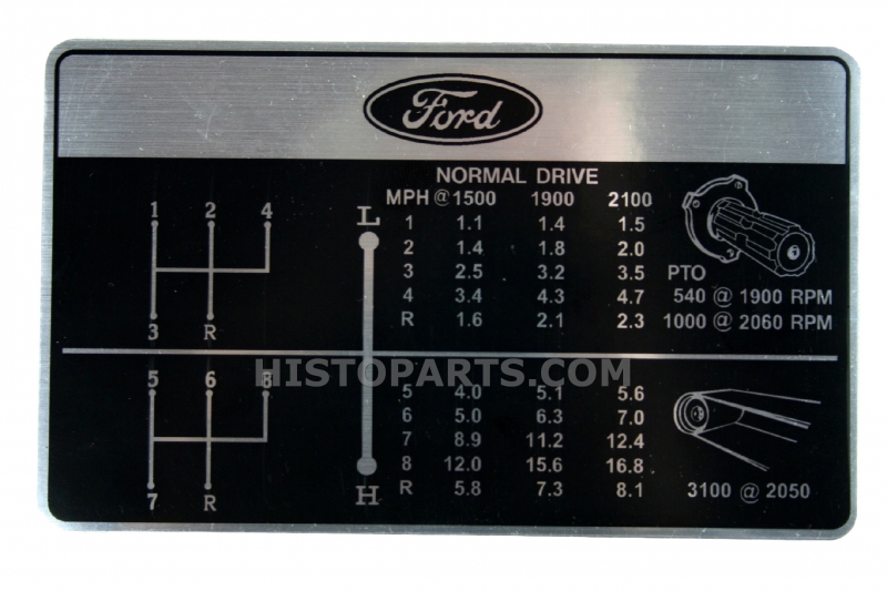 Ford 7000, dashboard stikker