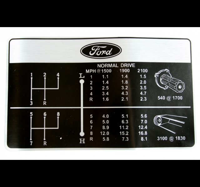 Ford 5000 en 7000 dashboard stikker. Dual Power