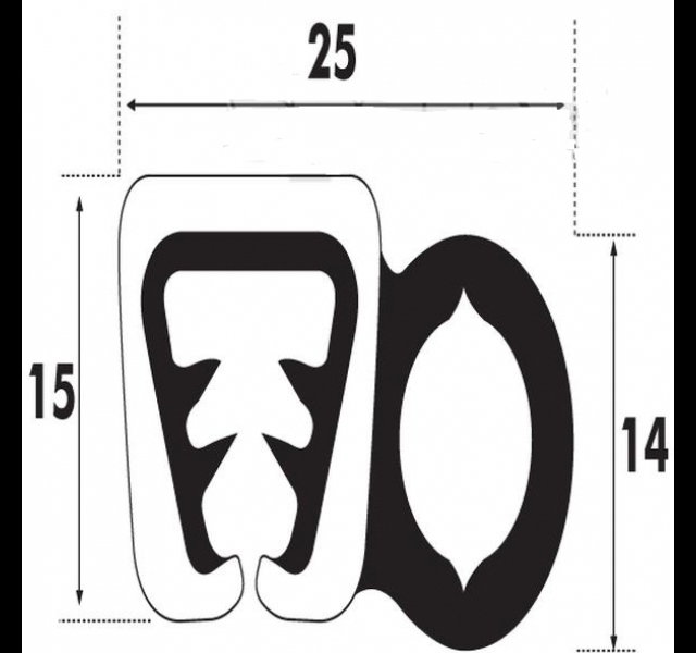 Deur of raam rubber, 5 tot 6 mm plaat of glas Histoparts