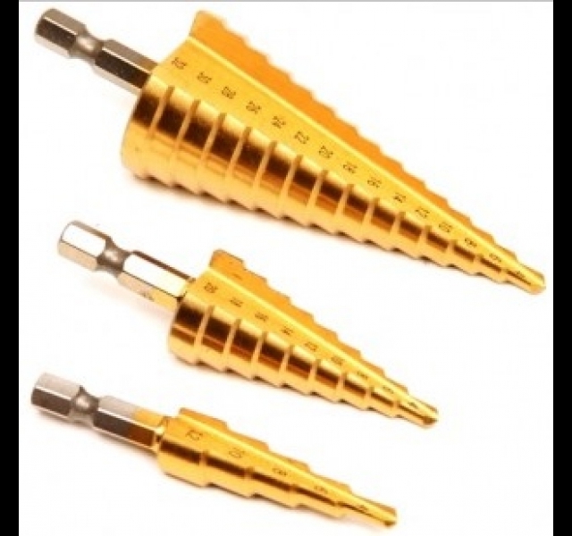 Conische Plaatfrezen HSS set. 3 delig