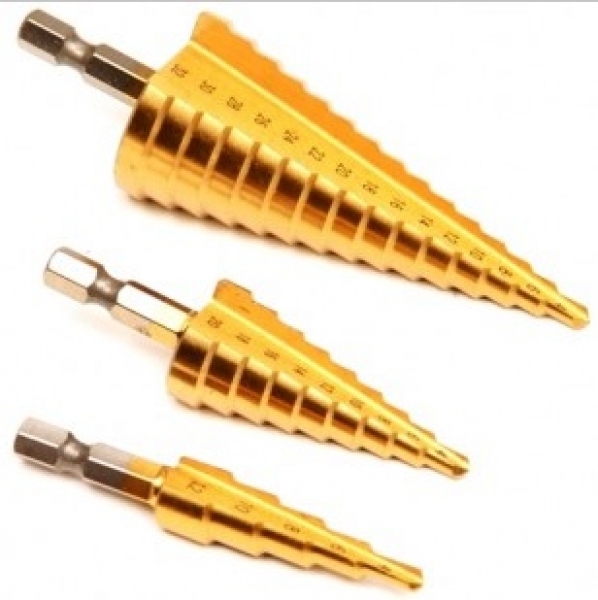 Conische Plaatfrezen HSS set. 3 delig