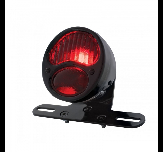DUO Lamp, Motorcycle Rear Fender Tail Light w/ Red Glass Lens