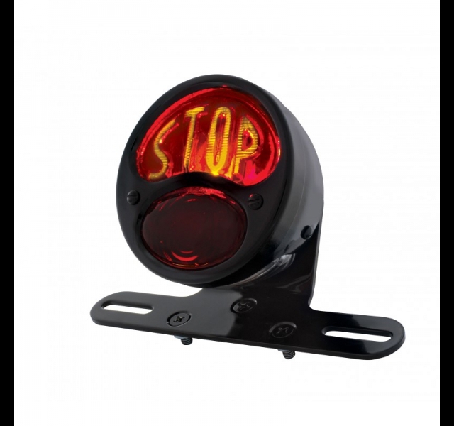 DUO Lamp Motorcycle Rear Fender Tail Light w/ Red Glass Lens