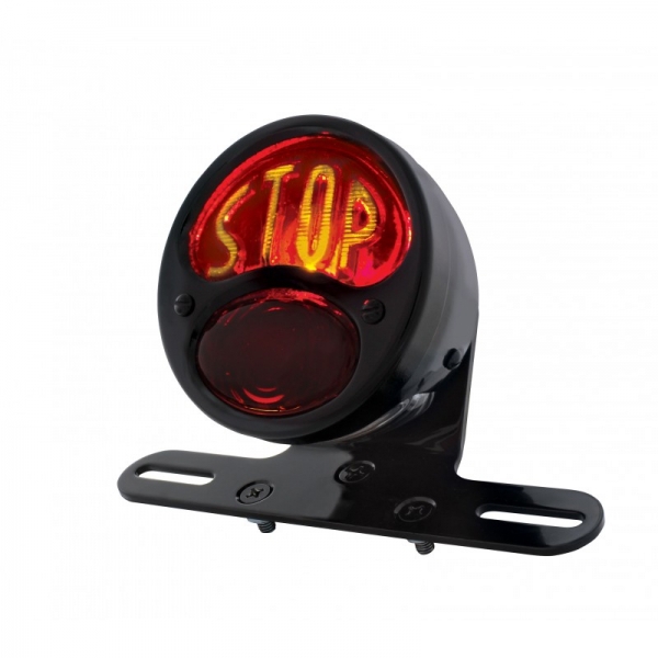 DUO Lamp Motorcycle Rear Fender Tail Light w/ Red Glass Lens