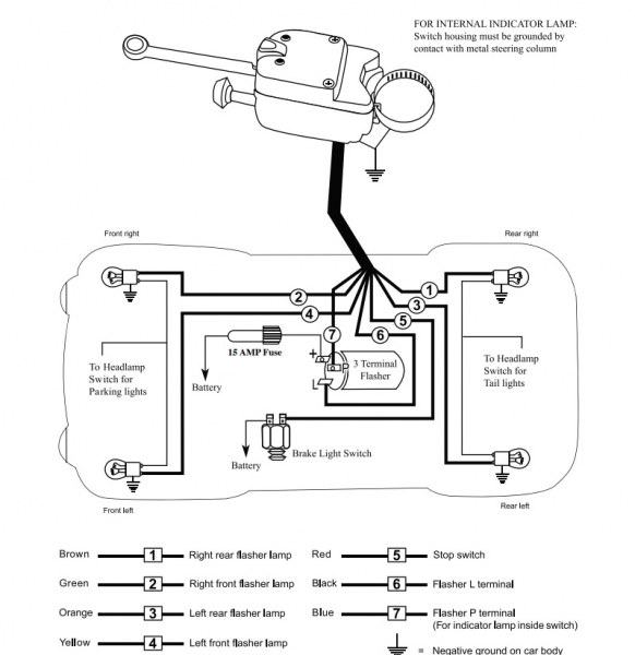 Indicator switch with brake light connection and hazzard switch Histoparts