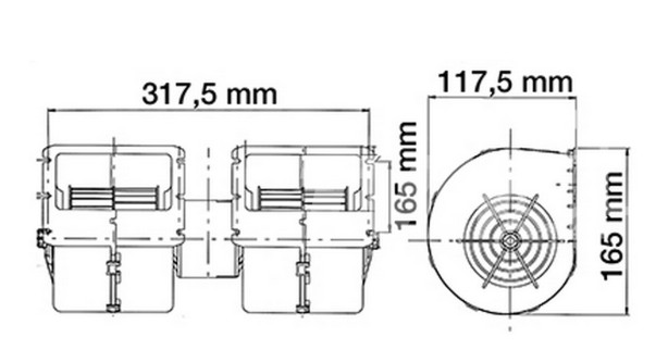 Kachelmotor, dubbel. 12 Volt. Ford Histoparts