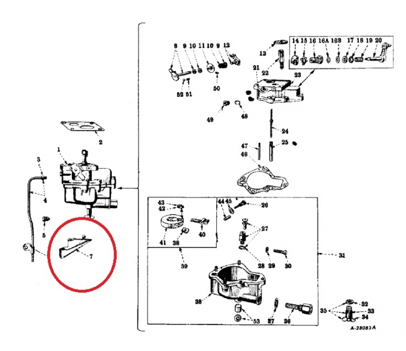Trechter onder carburateur, Farmall Histoparts