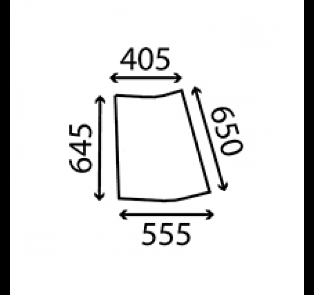 Cab Glass- Curved LH Corner. XL Cab.