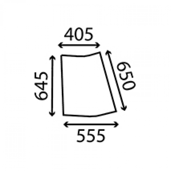 Cab Glass- Curved LH Corner. XL Cab.