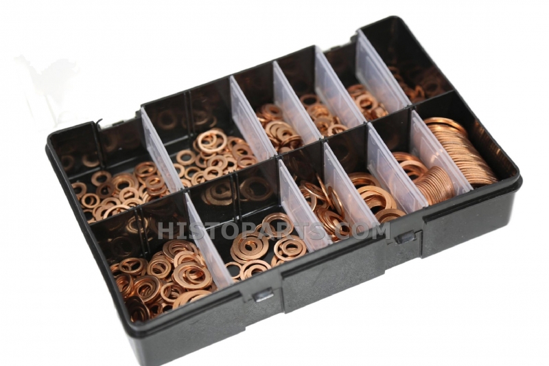 Koper Ringen in INCH Assortiment Box. 800 delig