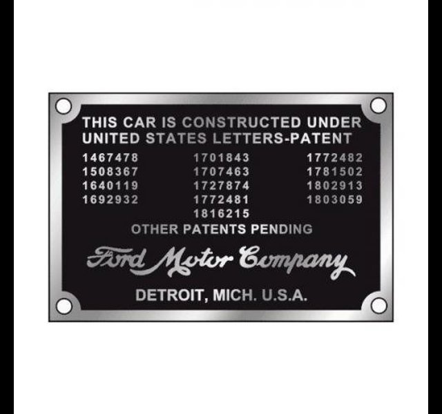 Ford Patent Plaatje 1932-34
