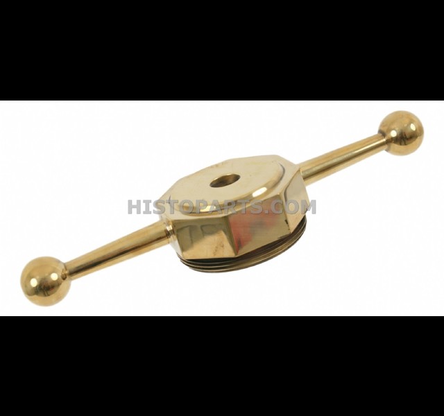Dog bone cap, brass, drilled for Moto-Meter, HEX center