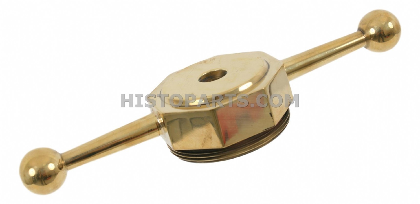 Dog bone cap, brass, drilled for Moto-Meter, HEX center