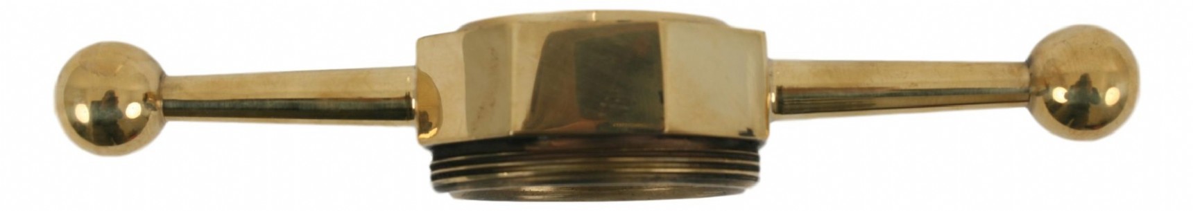 Dog bone cap, brass, drilled for Moto-Meter, HEX center Histoparts